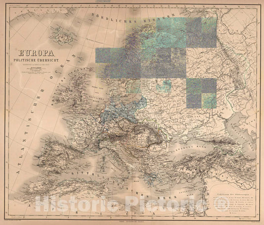Historic Map : World Atlas Map, Europa : politische Ubersicht 1866 - Vintage Wall Art