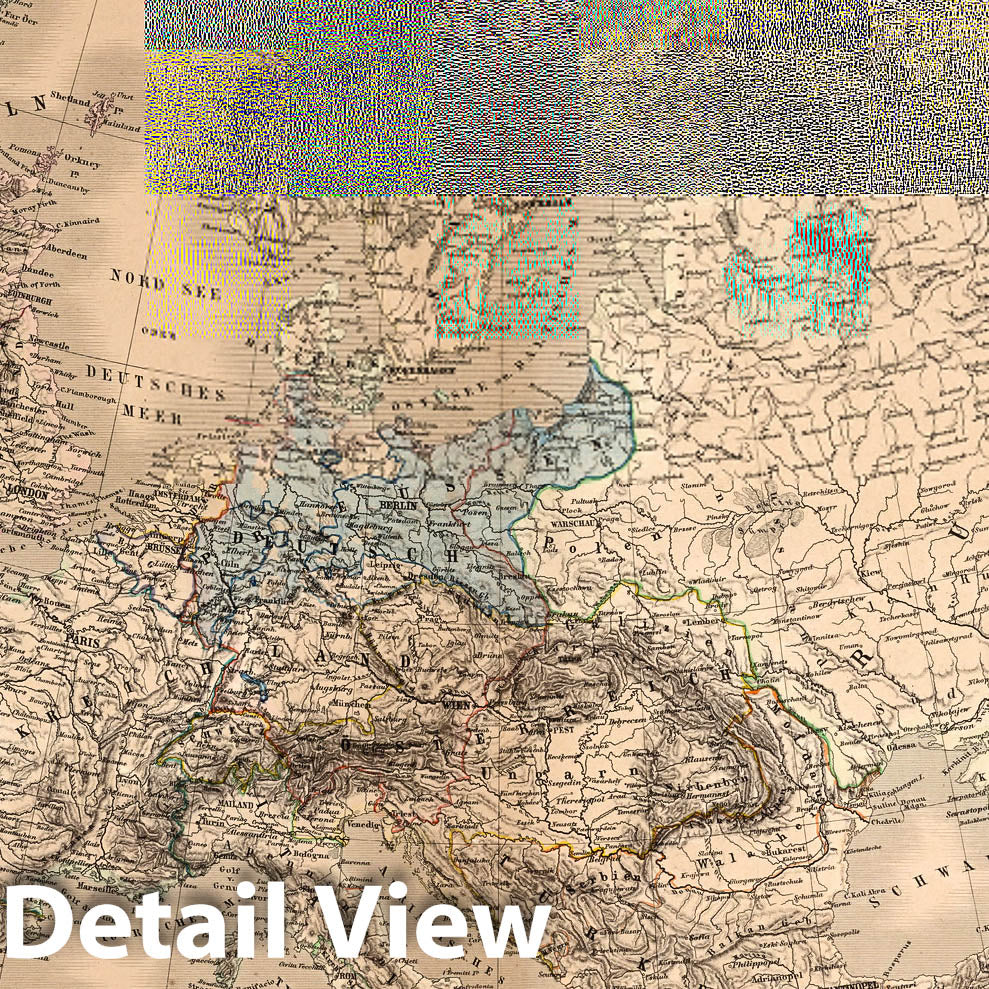 Europe - Political Overview, 1866 - Historical Map Print