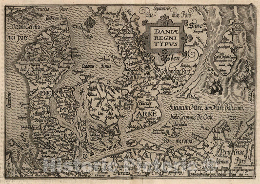 Historic Map : World Atlas Map, 73. Daniae Regni (Danish Kingdom) typus. 1600 - Vintage Wall Art