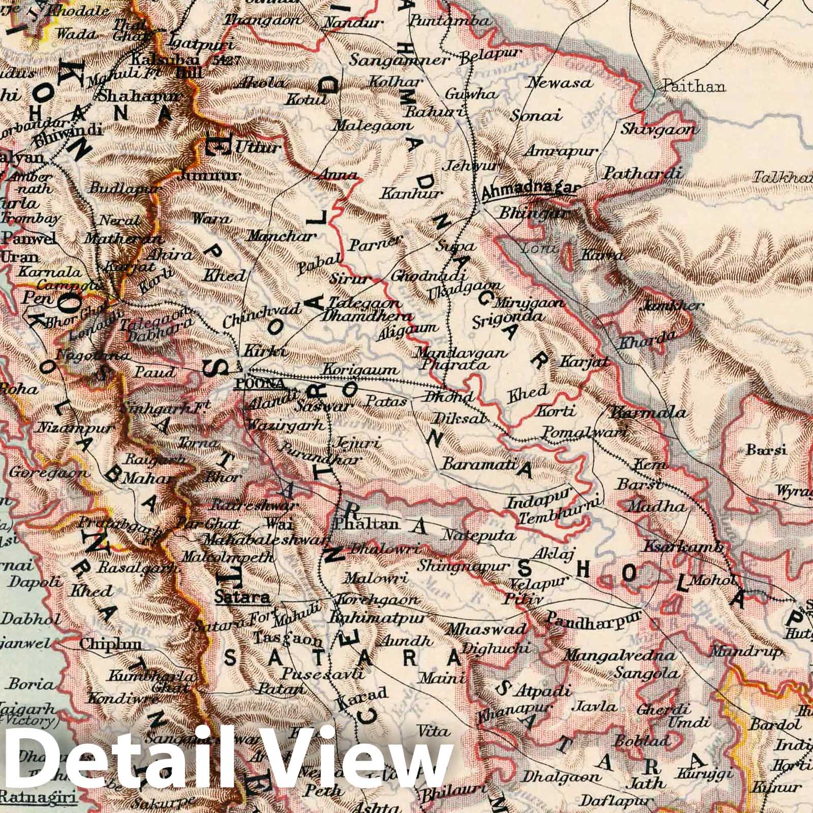 Bombay (South), India - Railroad Map, 1894 - Historical Map Print