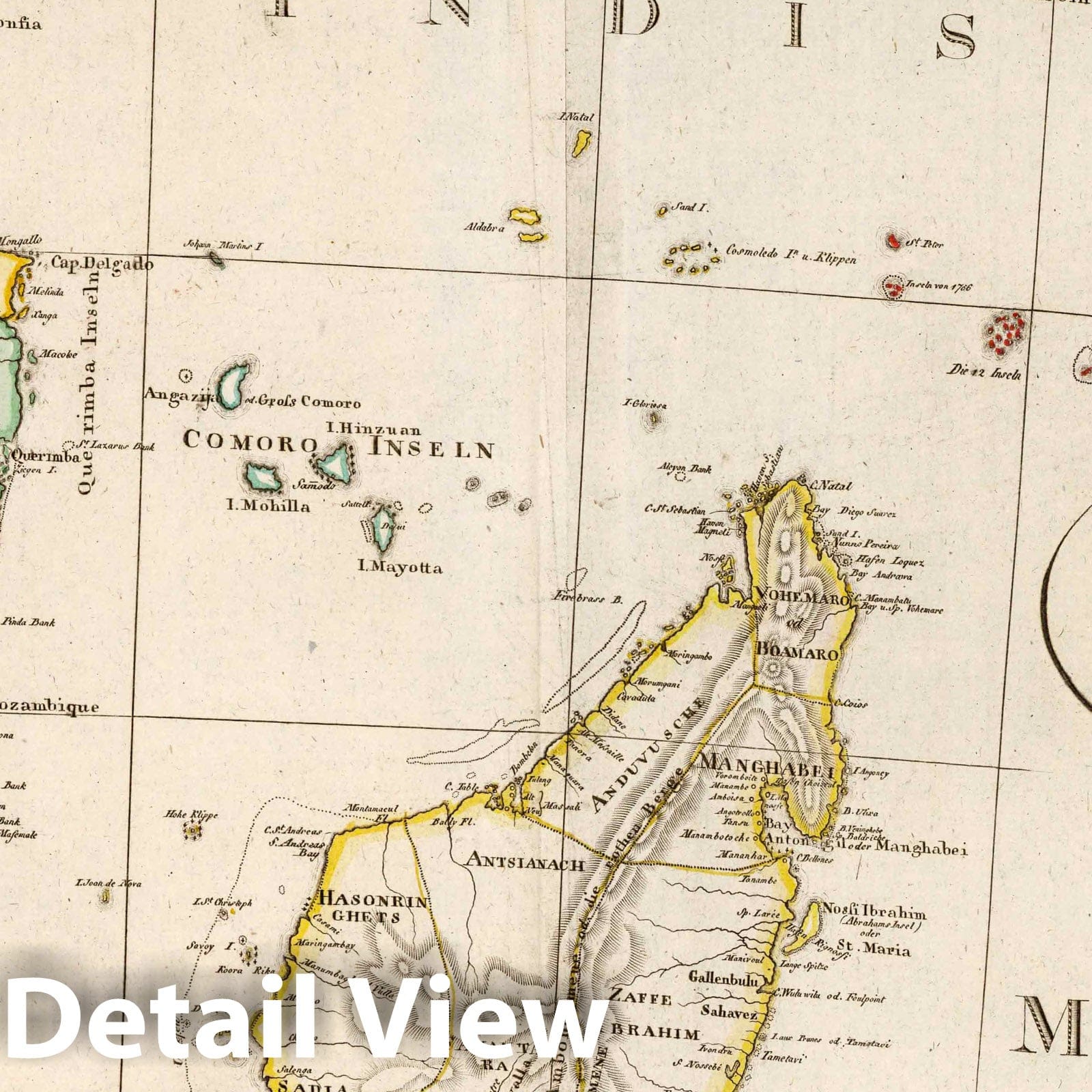 Zanzibar, Madagascar, Mozambique, and Tanzania, 1817 - Historical Map Print