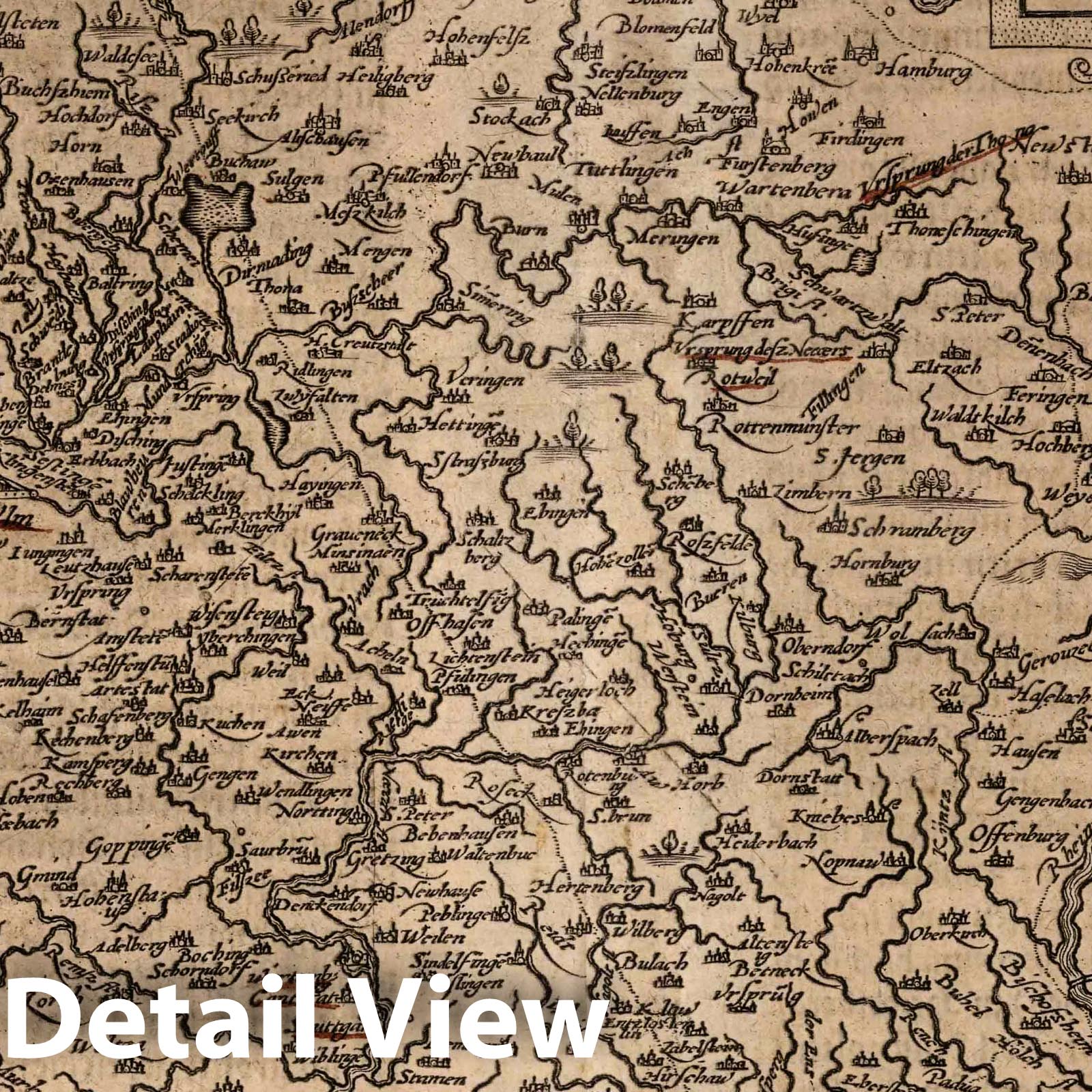 Swabia, 1600 - Historical Map Print from Geographisch Handtbuch
