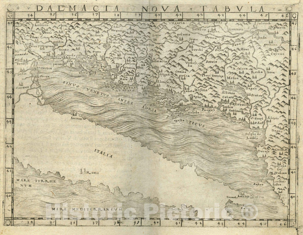 Historic Map : Montenegro, Balkan PeninsulaDalmacia nova tabula 1548 , Vintage Wall Art