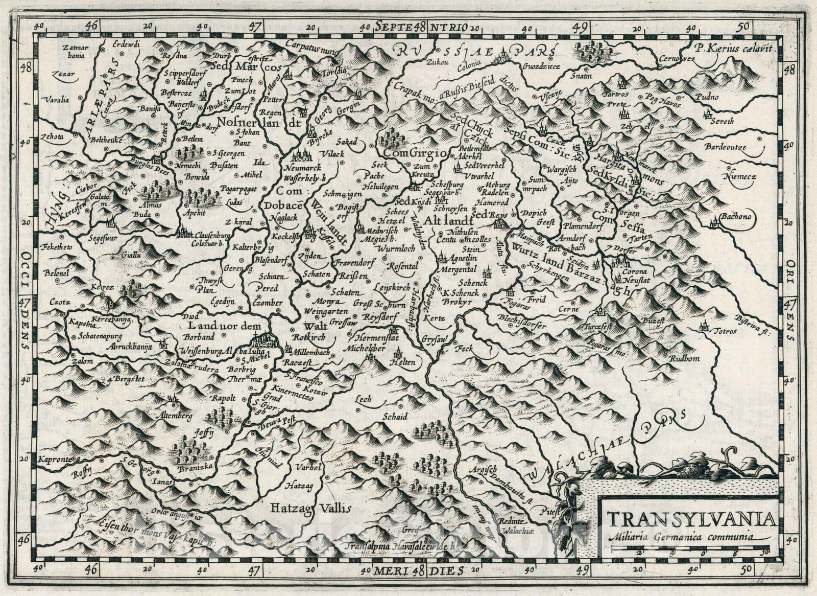 Historic Map : World Atlas Map, Transylvania 1636 - Vintage Wall Art