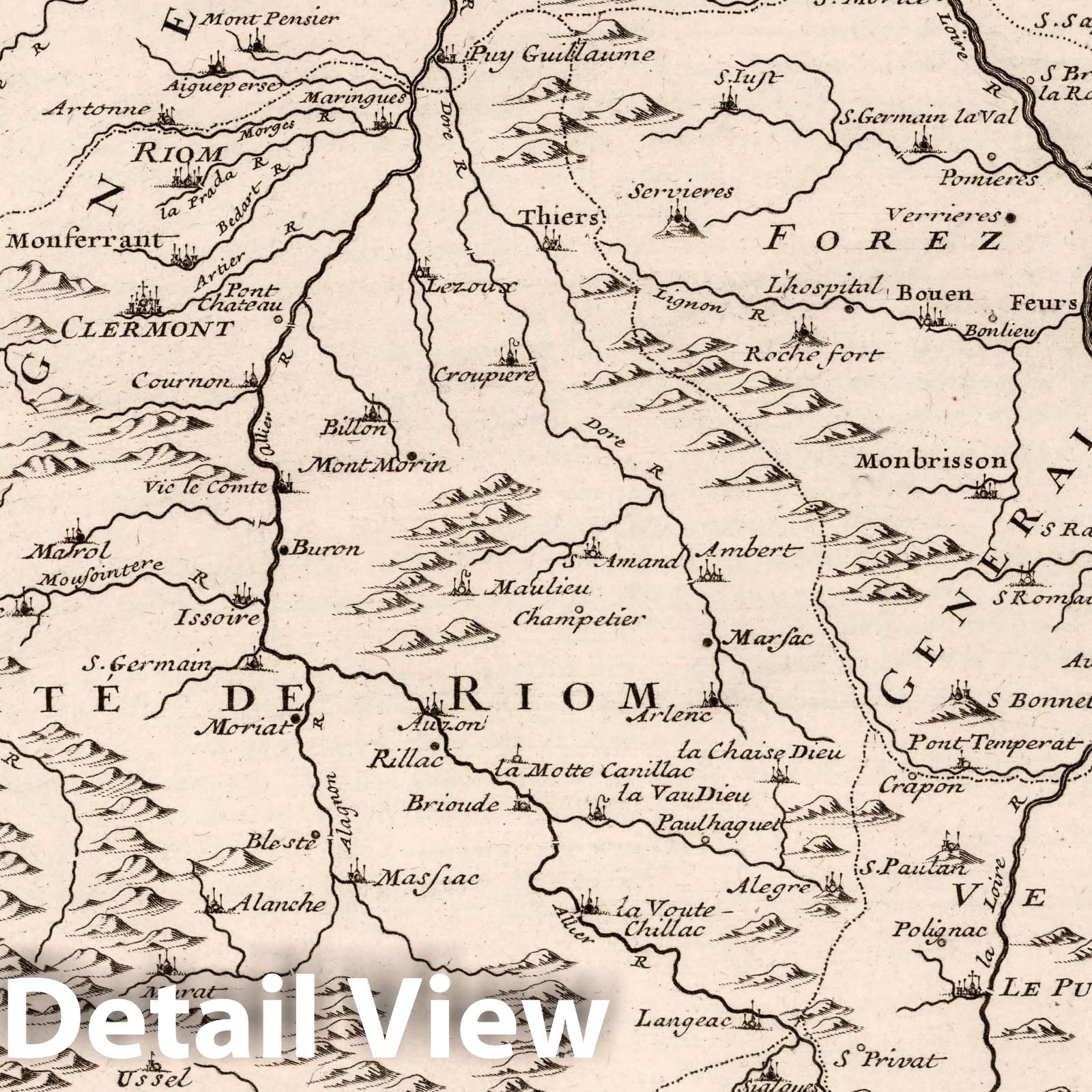 Auvergne, Lyonnais, Forez, and Beaujolais, France 1717 Historical Map
