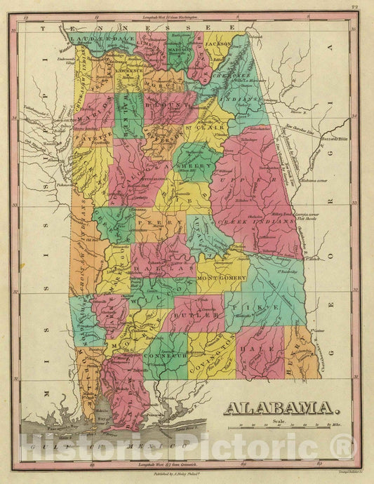 Alabama, 1831 - Historical Map Print