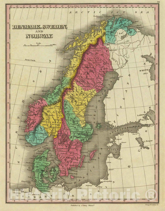 Historic Map : Classical Atlas Map, Denmark, Sweden, And Norway. 1831 - Vintage Wall Art