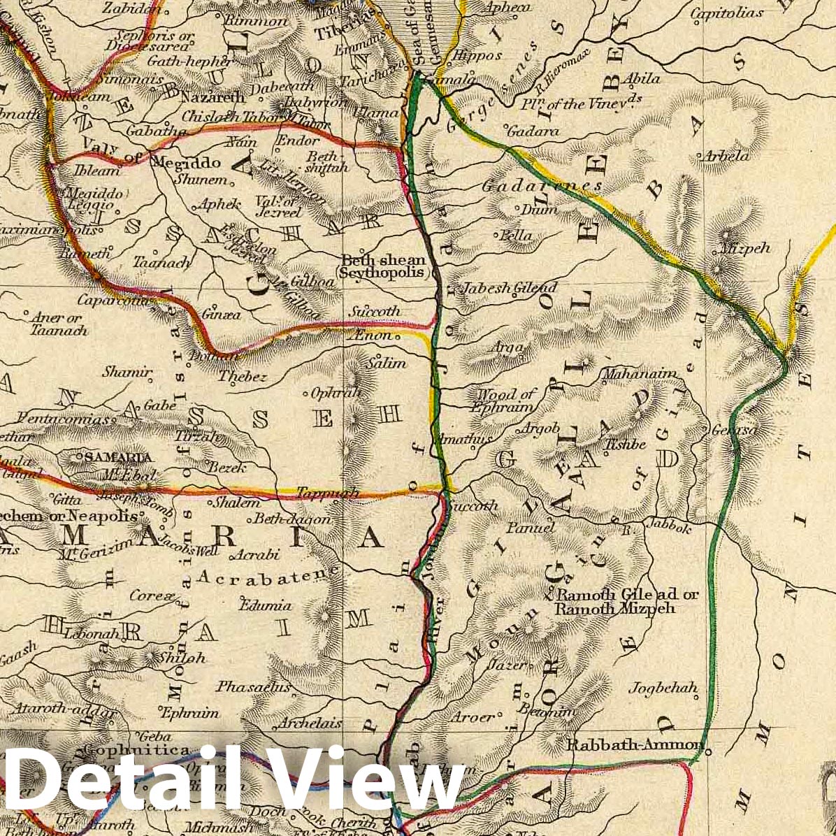 Ancient Palestine, 1851 - Historical Map Print