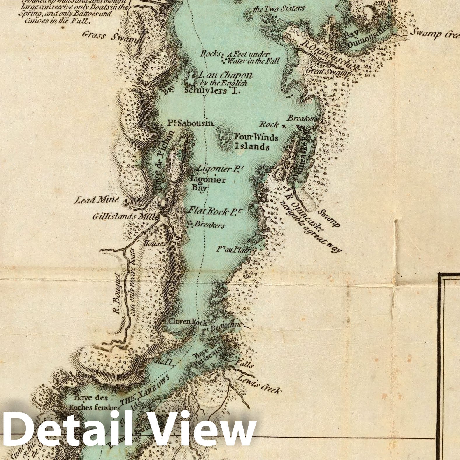 American Revolution: Lake Champlain, Lake George, Crown Point - Military Map, 1776