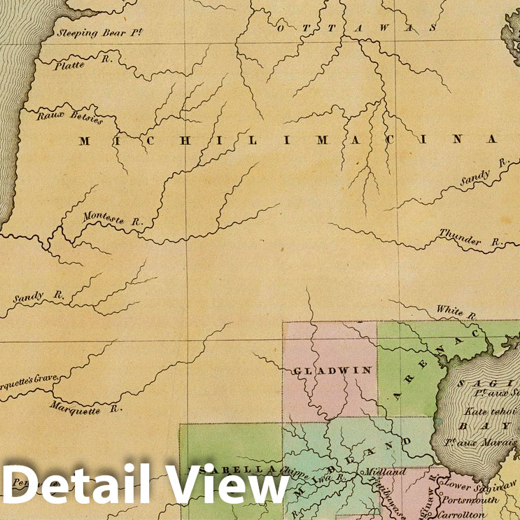 Michigan with Northwest Part Inset, 1838 - Historical Map Print
