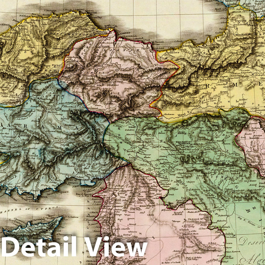 Turkey in Asia, 1813 - Historical Map Print from Pinkerton's Atlas