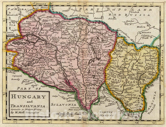 Historic Map : World Atlas Map, Hungary and Transilvania. 1736 - Vintage Wall Art