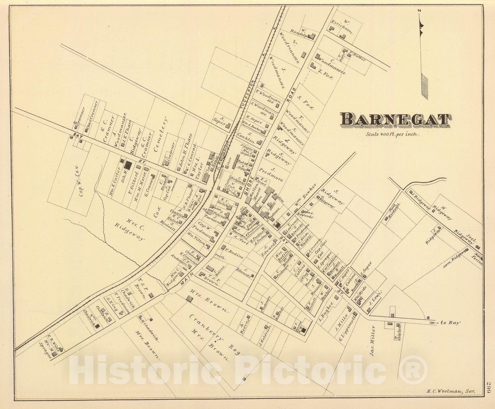 Historic Map : State Atlas Map, Barnegat. 1878 - Vintage Wall Art