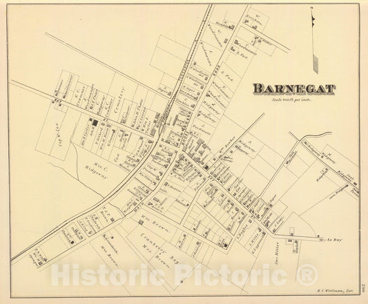 Historic Map : State Atlas Map, Barnegat. 1878 - Vintage Wall Art
