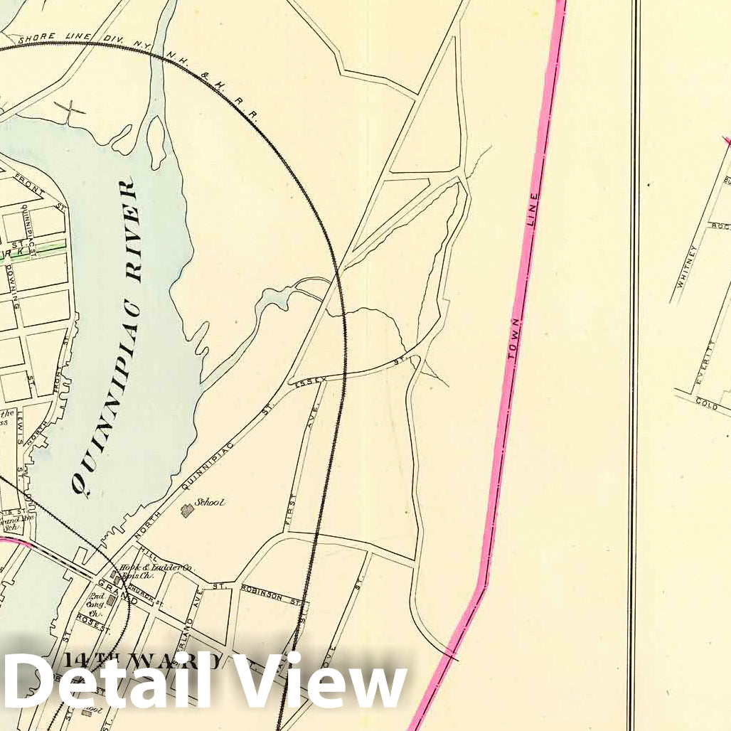 New Haven and Oxford, Connecticut - Railroad Map, 1893