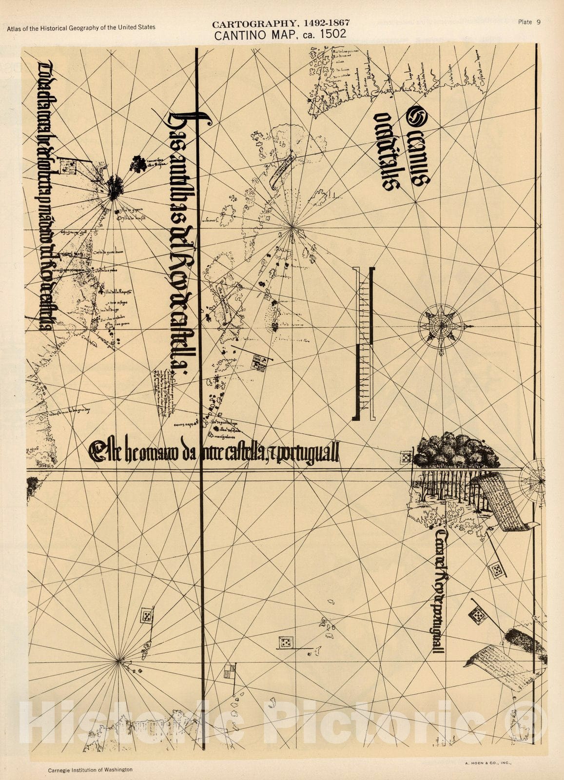 Historic Map : Plate 9. Facsimile Cartography 1492-1867. Cantino Map, ca, 1502 - Vintage Wall Art