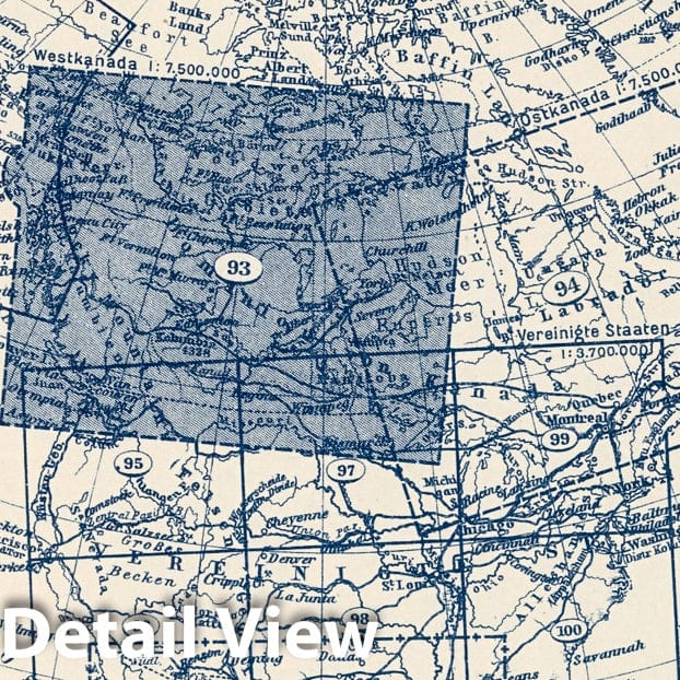 Historic Map : Index Map: 93. Westkanada. West Canada, 1925 - Vintage Wall Art