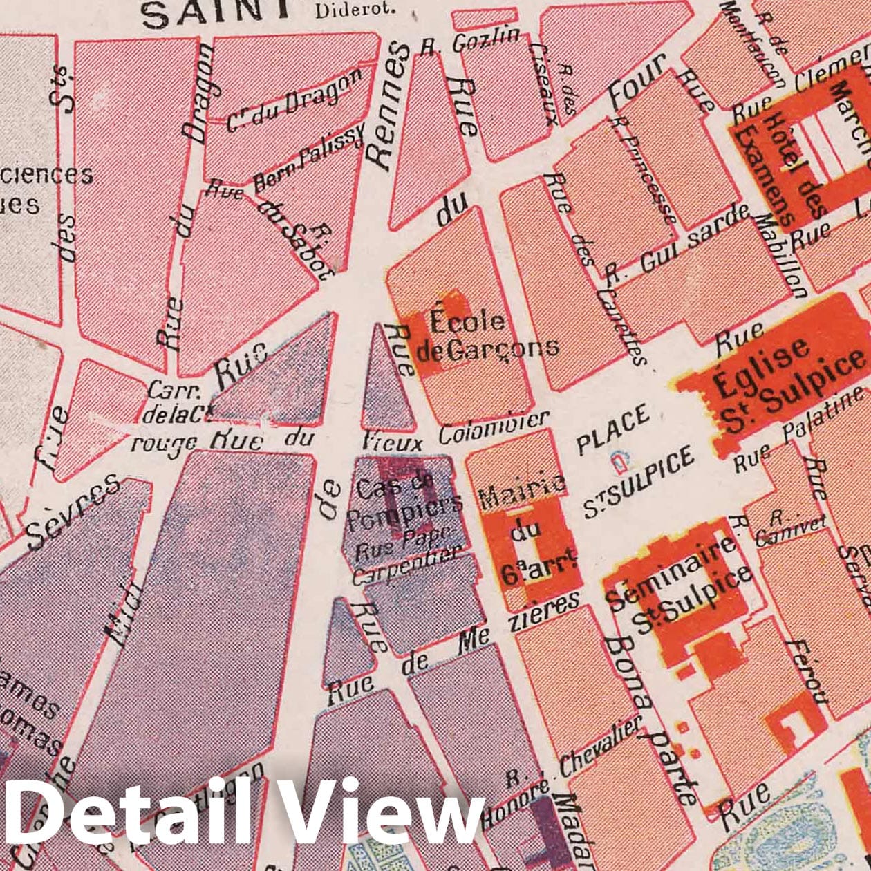 Paris, France - Sixth Arrondissement, 1900 - Historical Map Print