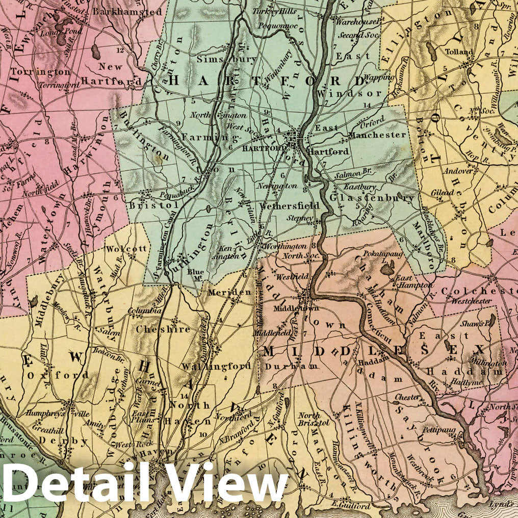 Historic Map : World Atlas Map, Connecticut. 1839 - Vintage Wall Art