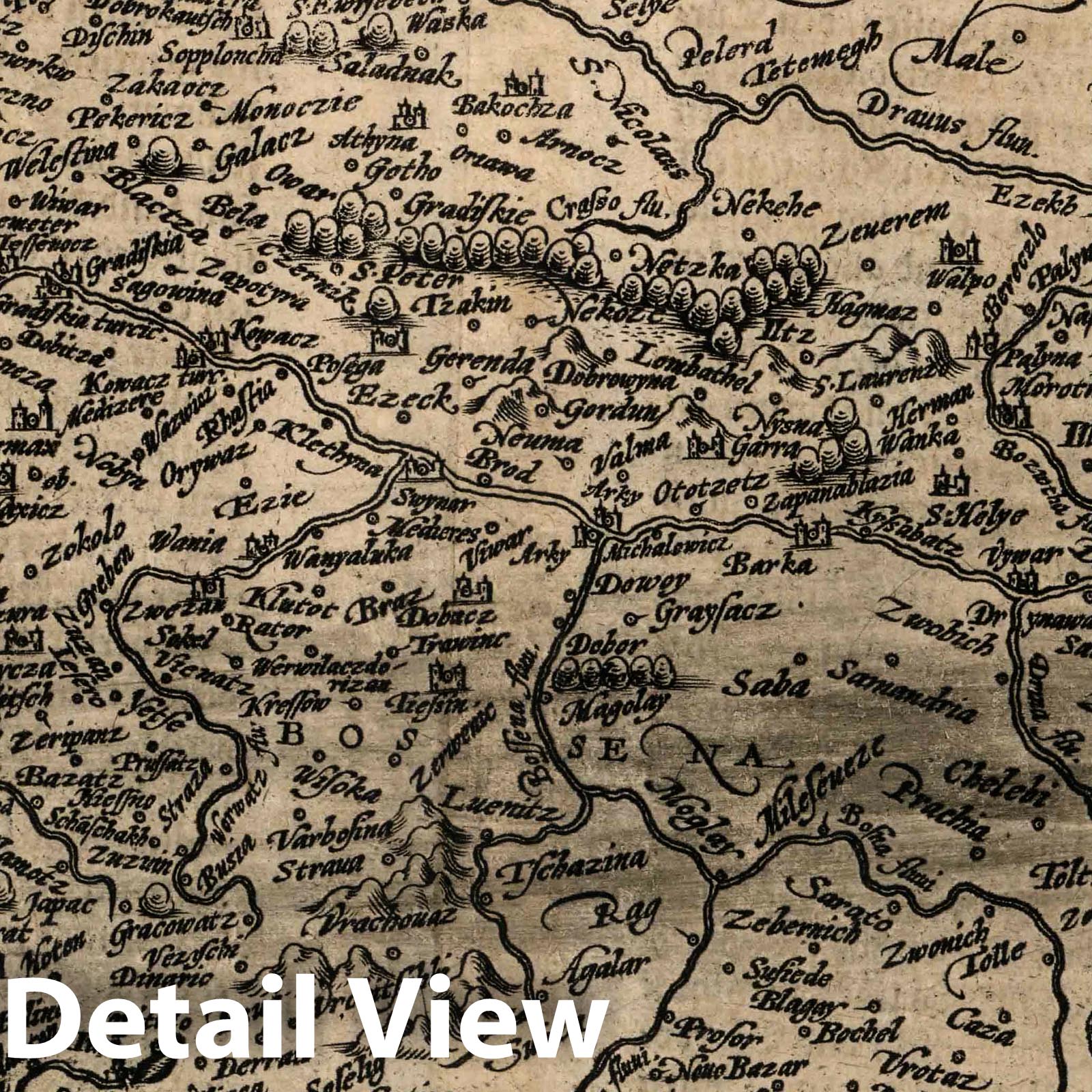Slovenia, Croatia, Bosnia and Dalmatia, 1600 - Historical Map Print