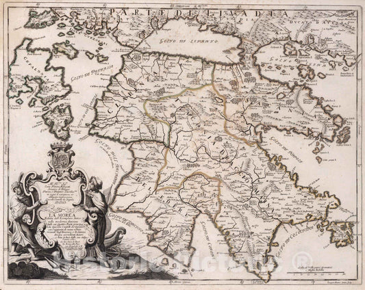 Historic Map : Greece, , EuropeLa Morea 1686 , Vintage Wall Art