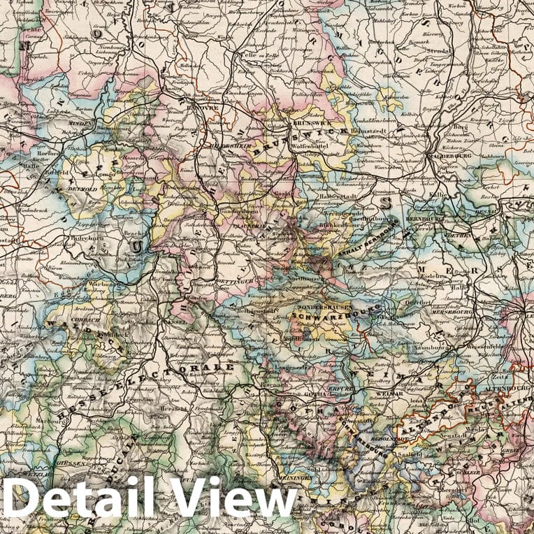 Western Germany - Road Map, 1863 - Historical Map Print