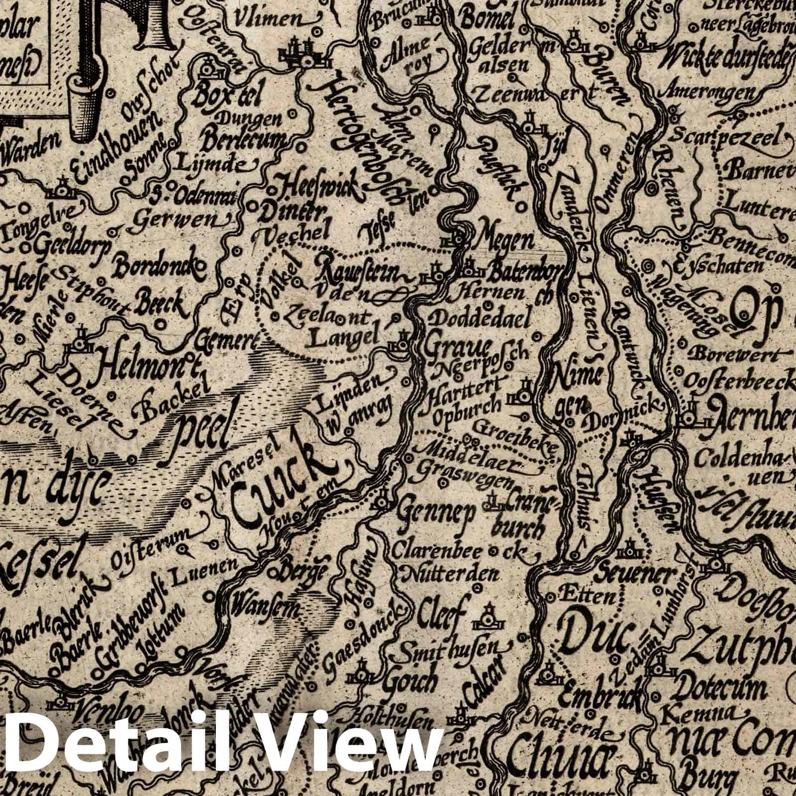 Gelderland Netherlands 1600 Historical Map Print