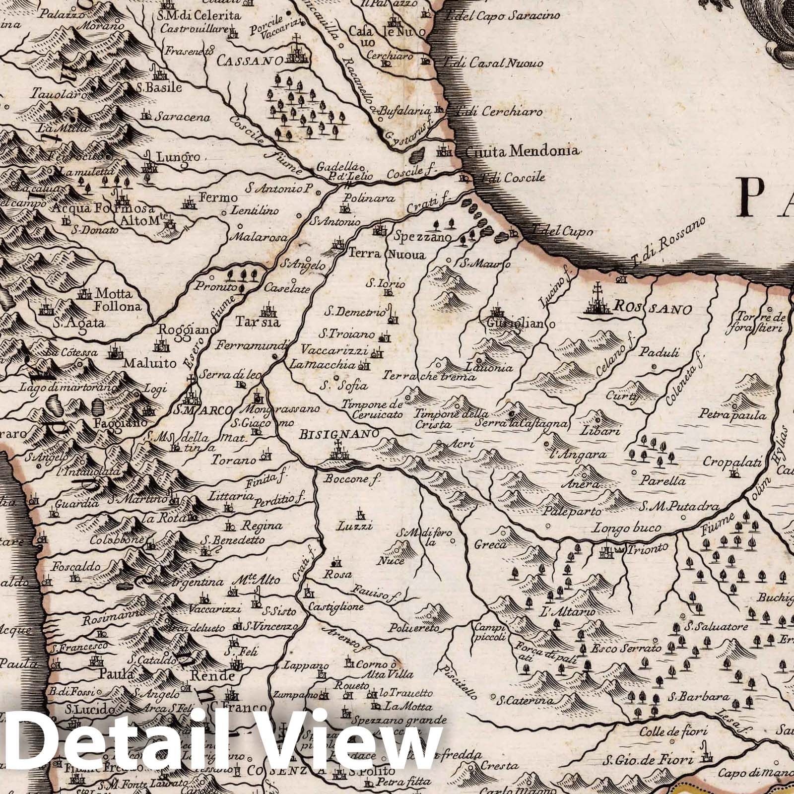 Calabria Citra, Italy - River Map, 1714 - Historical Map Print
