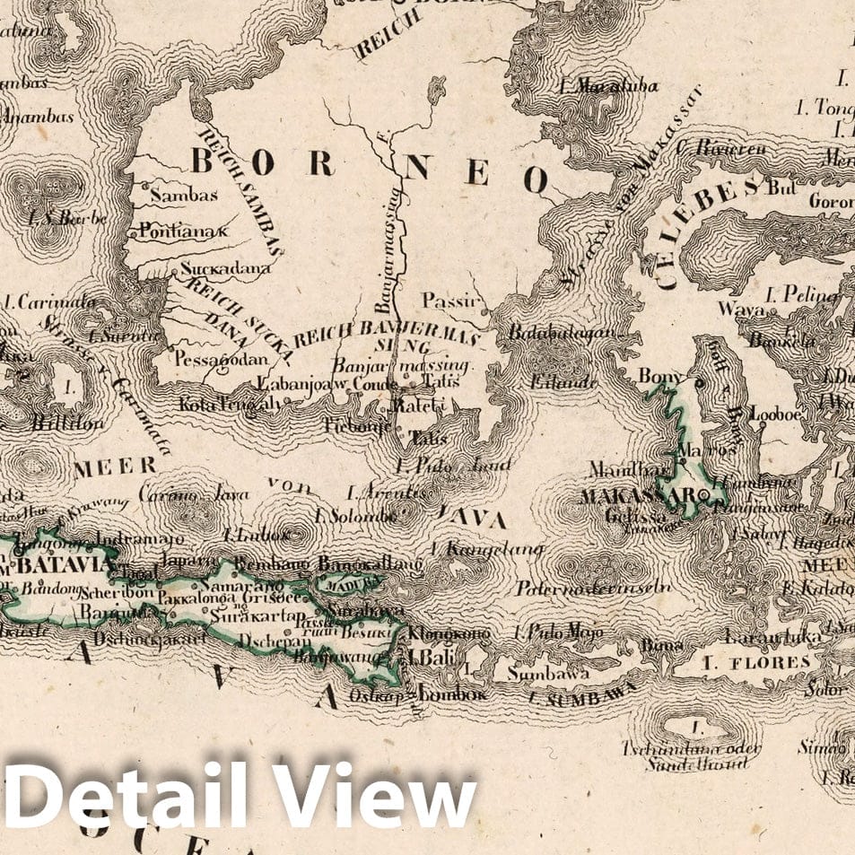 Dutch East Indies, 1825 - Historical Map Print