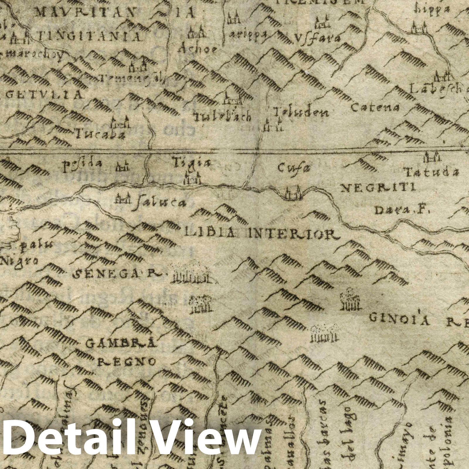 Mauritania - Route Map, 1548 - Ptolemeo Gastaldi Historical Map Print