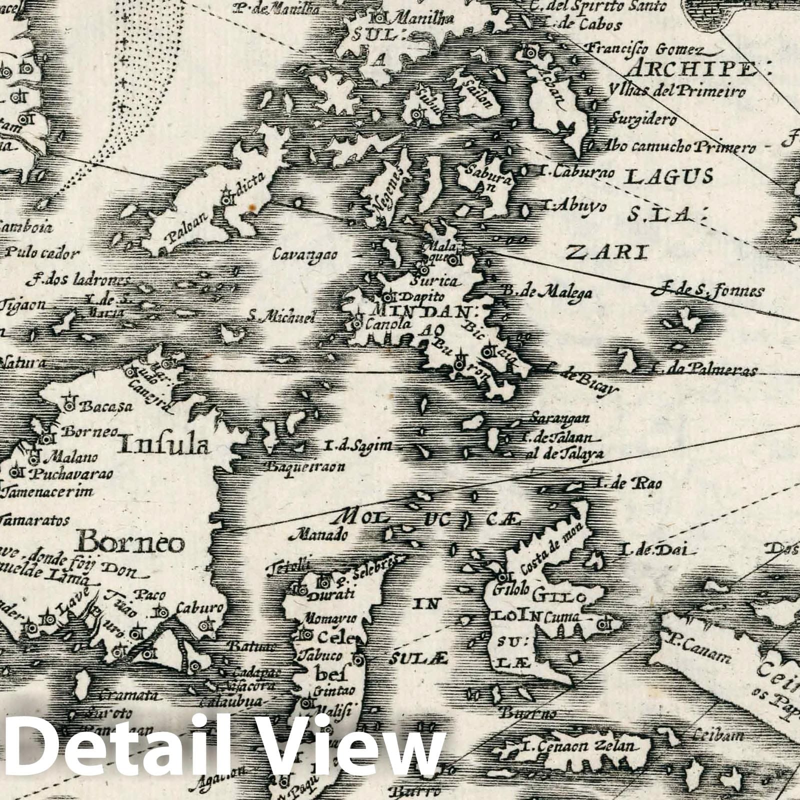 Islands of the East Indies - River Map, 1636 - Historical Map Print