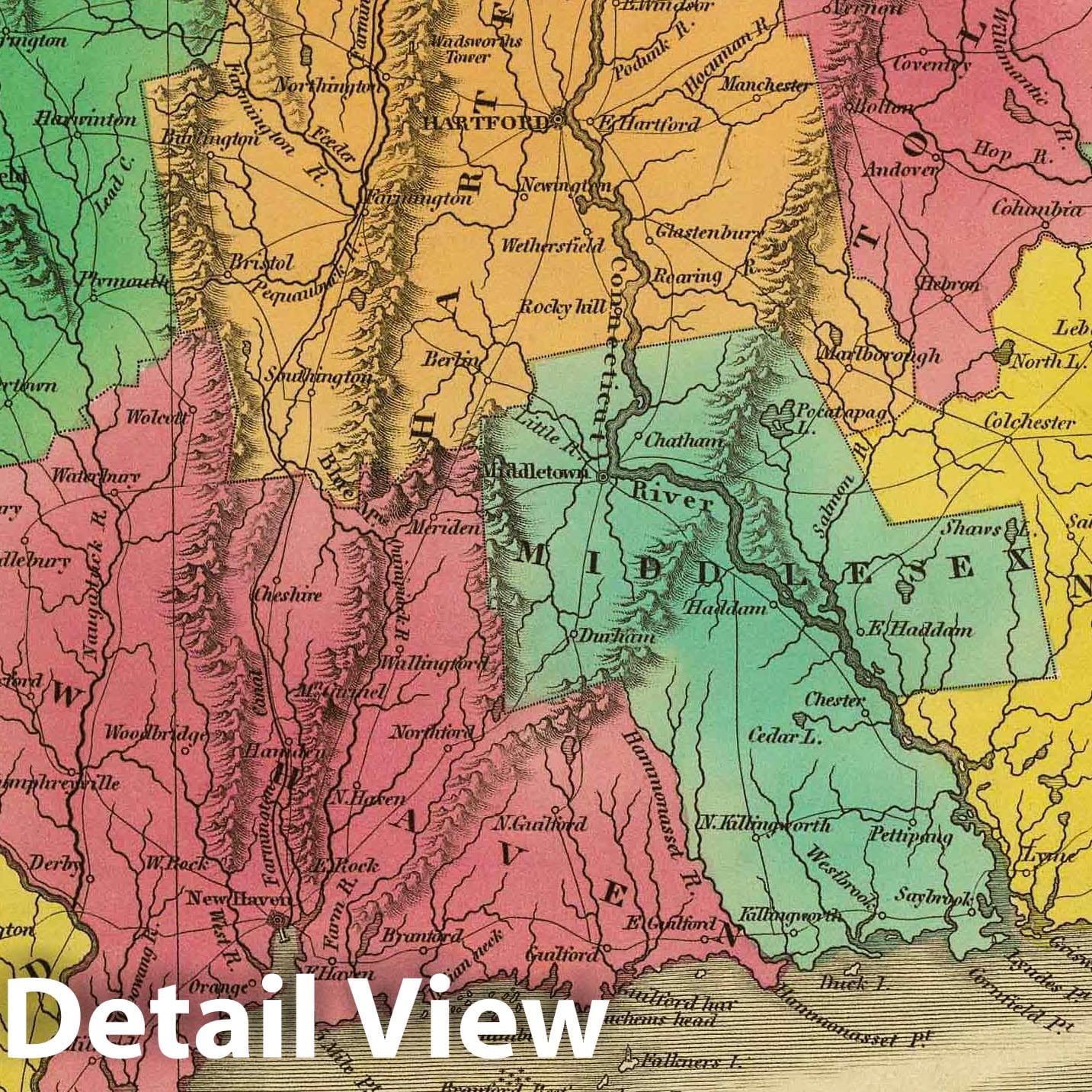 Connecticut, 1831 - Historical Map Print from Finley's Atlas