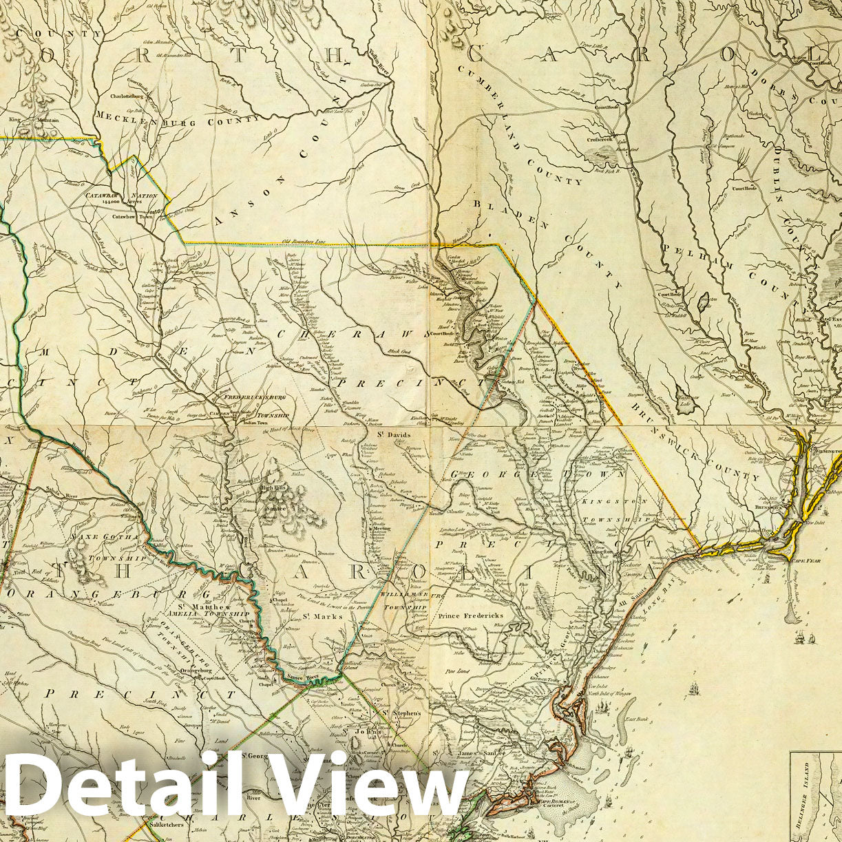 American Revolution: North Carolina and South Carolina - Nautical Chart, 1776