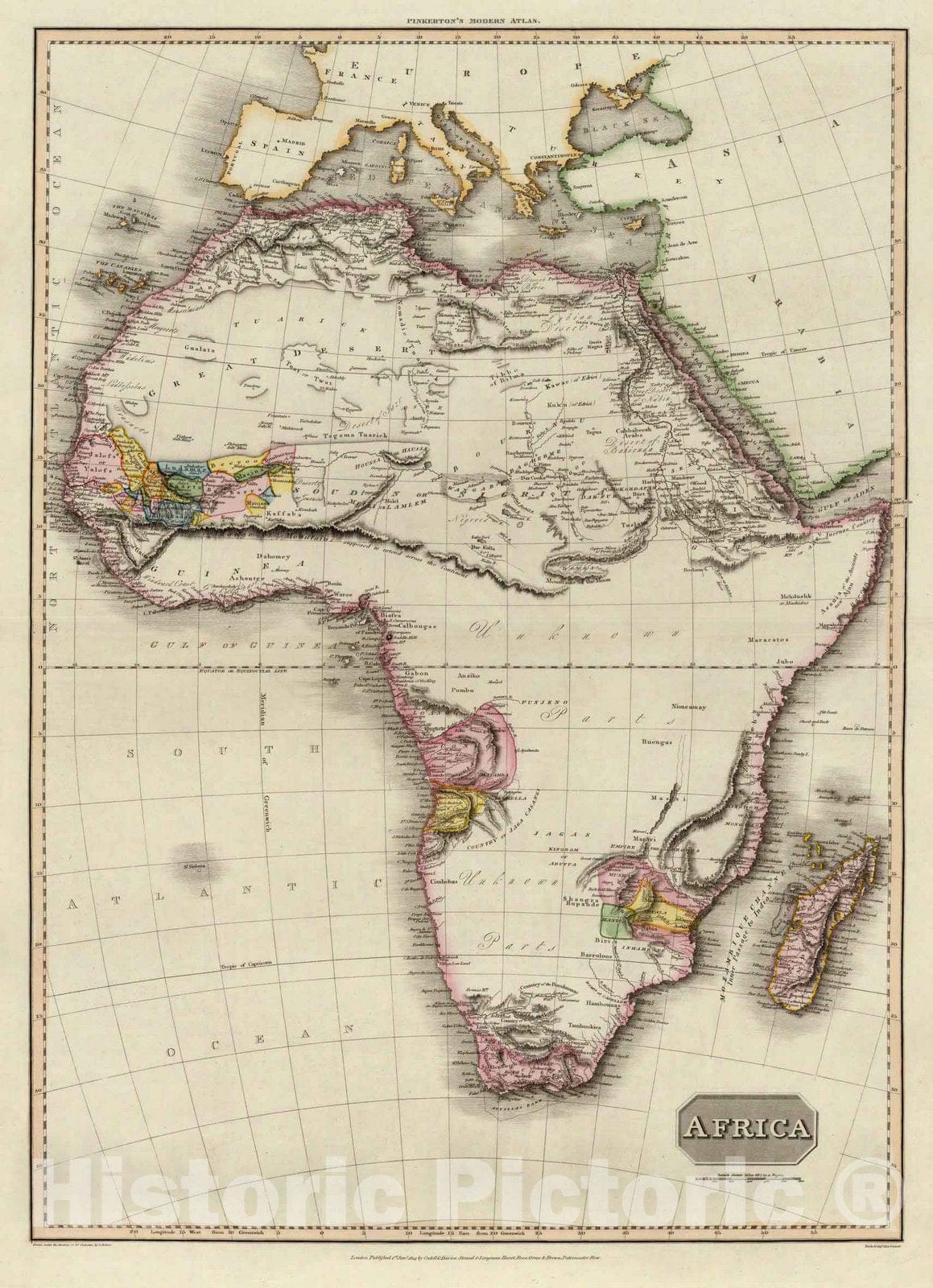 Historic Map : World Atlas Map, Africa. 1814 - Vintage Wall Art
