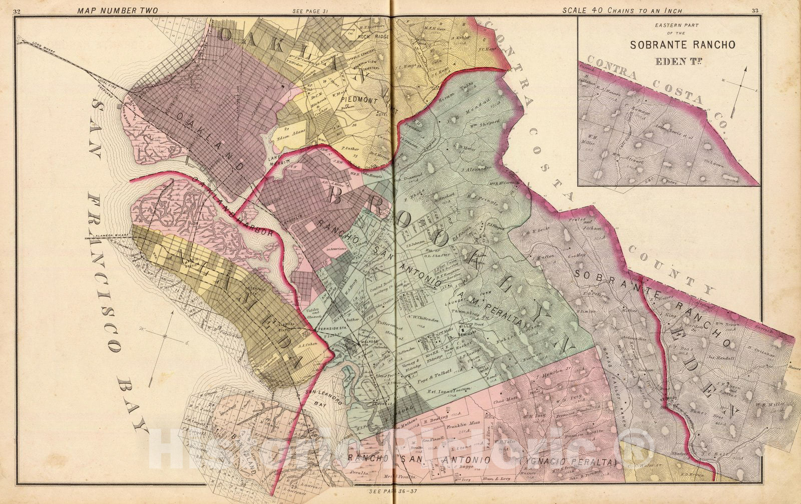 Historic Map : Alameda (Calif), California, Official and historical atlas map of Alameda County, California, County Atlas Map, Alameda Co. 2. 1878, Vintage Wall Art