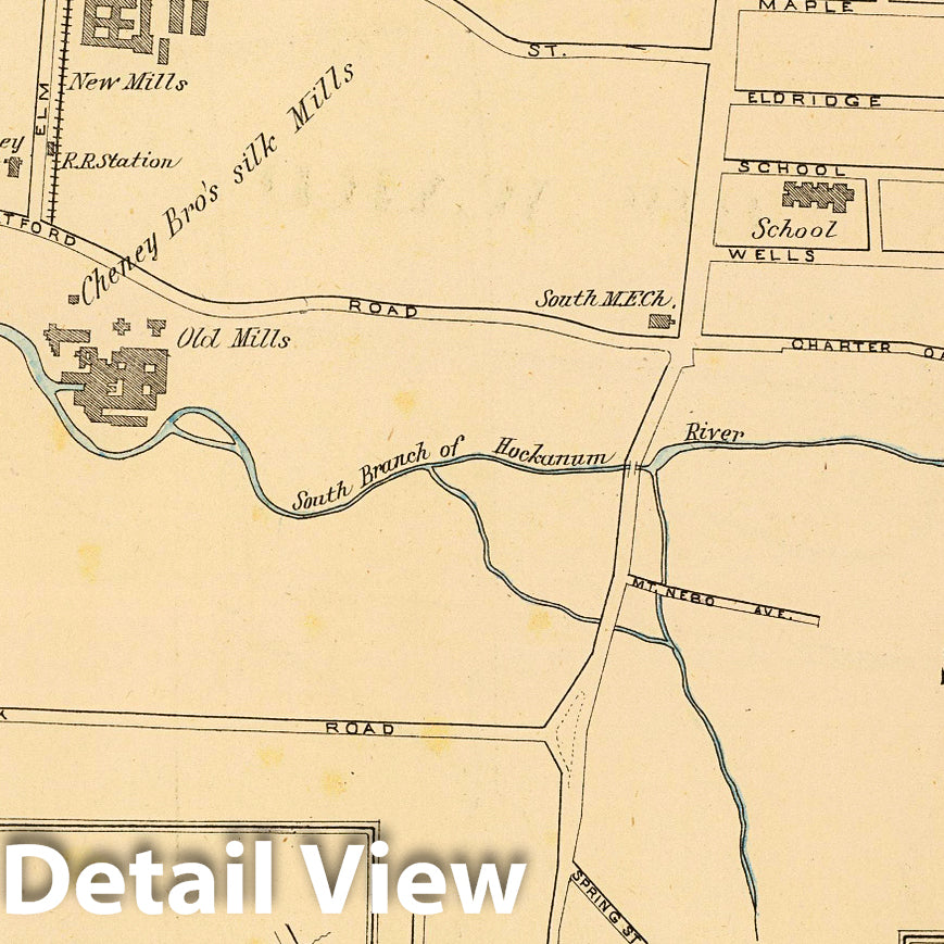 Historic Map : State Atlas Map, S. Manchester, Scitico, Tariffville. 1893 - Vintage Wall Art
