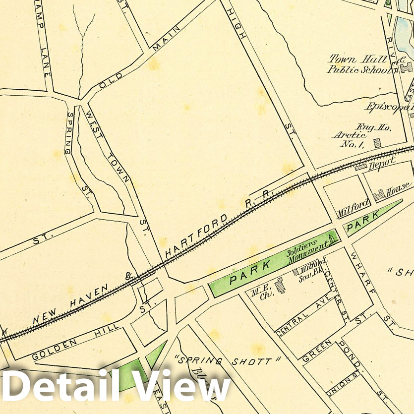 Historic Map : State Atlas Map, Milford. 1893 - Vintage Wall Art