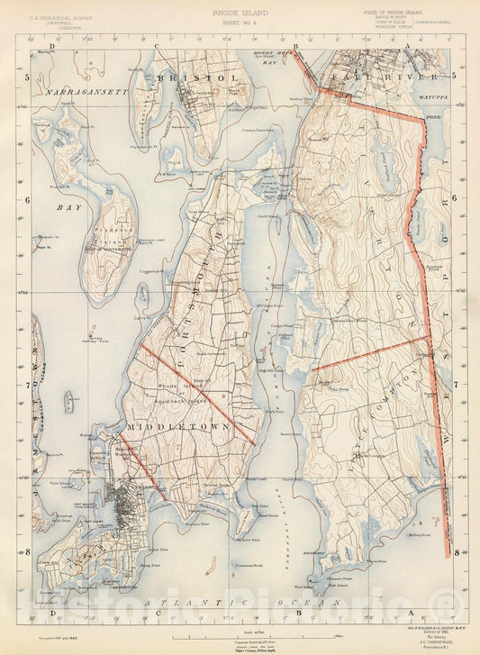 Historic Map : State Atlas Map, R.I. sheet 6. 1891 - Vintage Wall Art