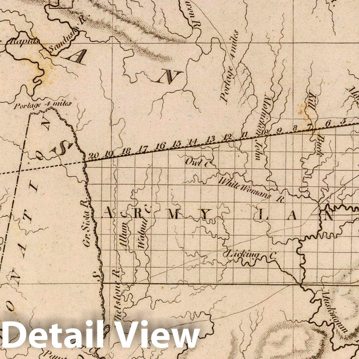 Ohio - River Map, 1804 - Historical Map Print