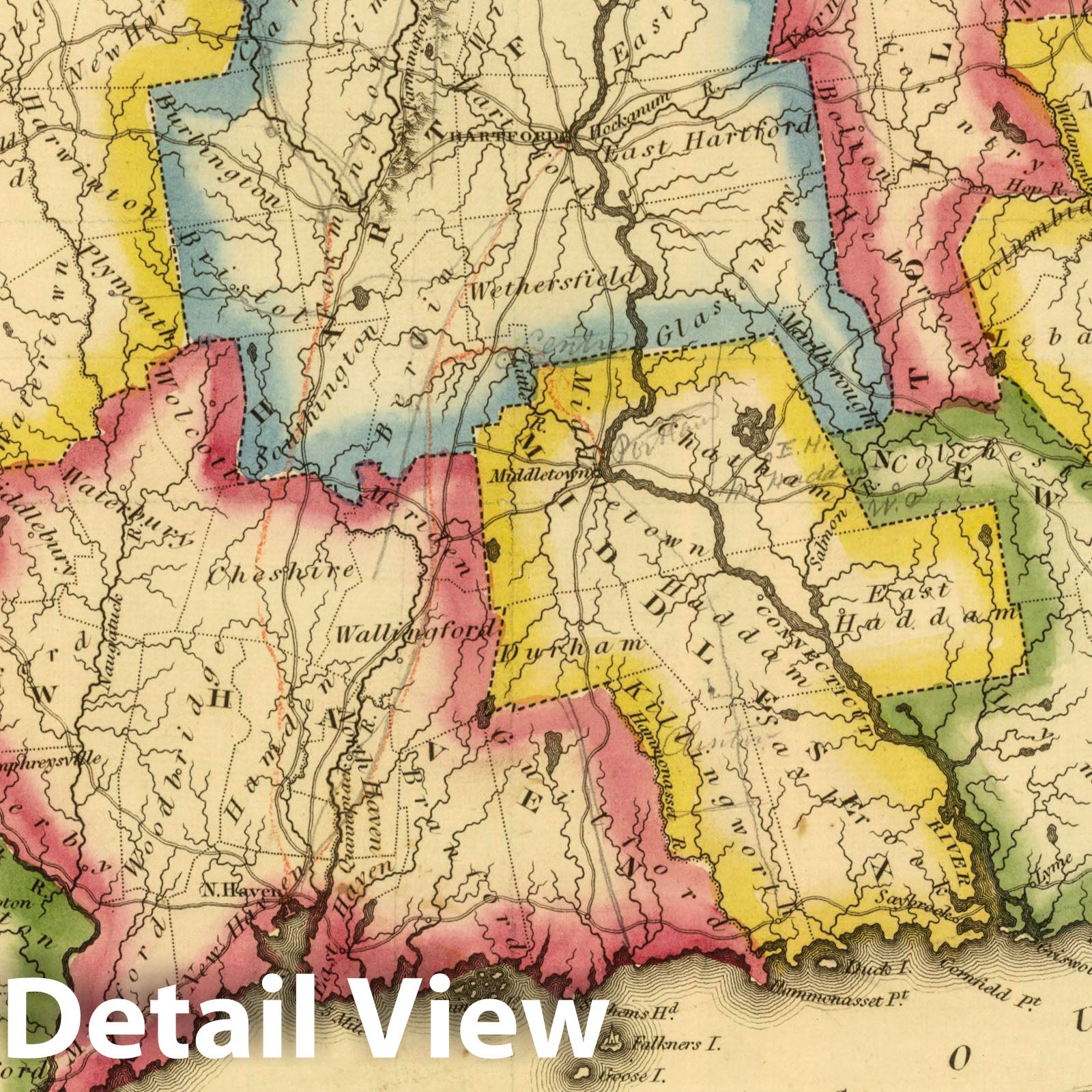 Connecticut, 1822 - Historical Map Print