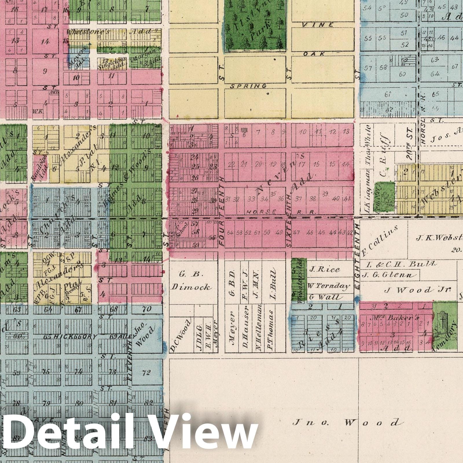Historic Map - Atlas Map, Quincy, Adams County, Illinois. 1872, - Vintage Wall Art