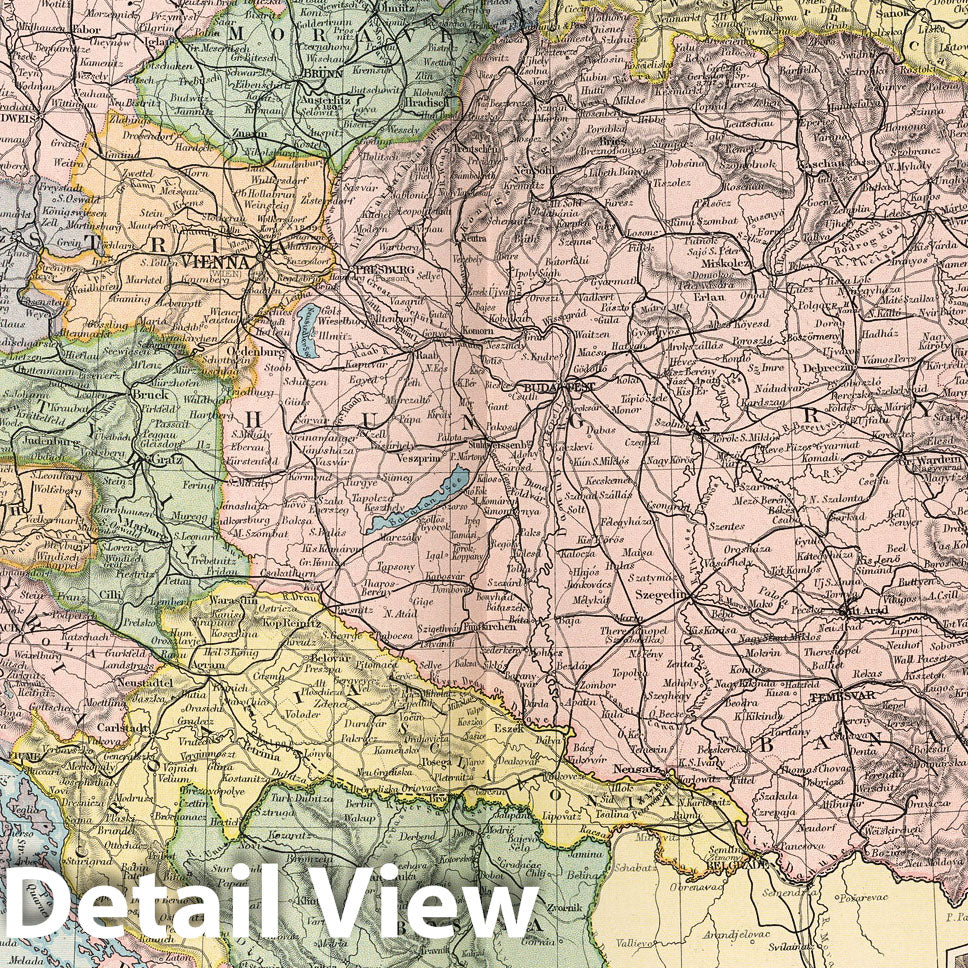 Austria-Hungary - Railroad Map, 1891 - Historical Map Print