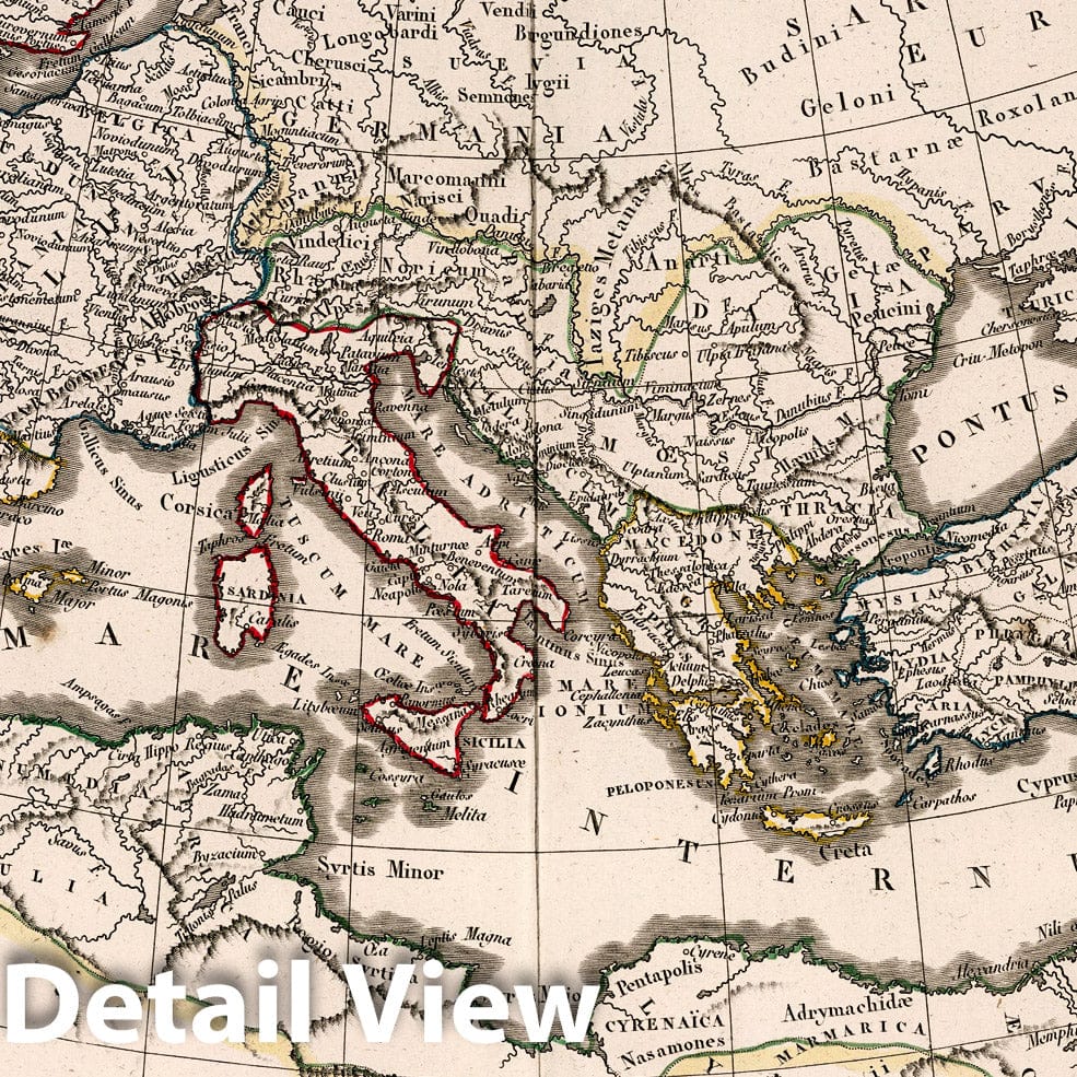 Roman Empire, 1825 - Historical Map Print