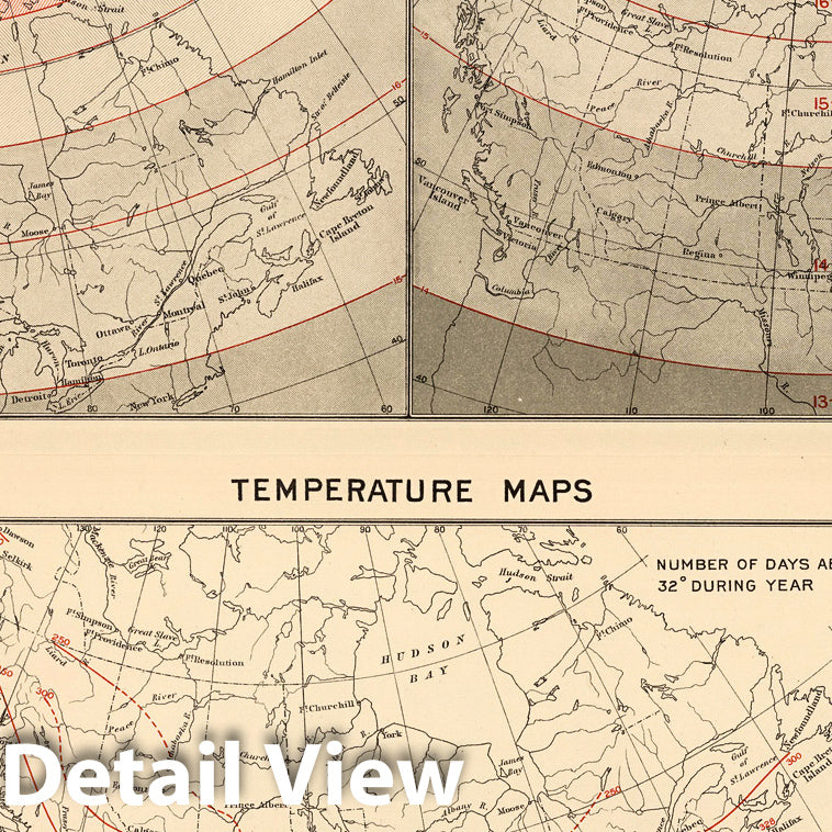 Canada - Sunshine Hours and Temperature - 1906 Atlas Plate No. 26A