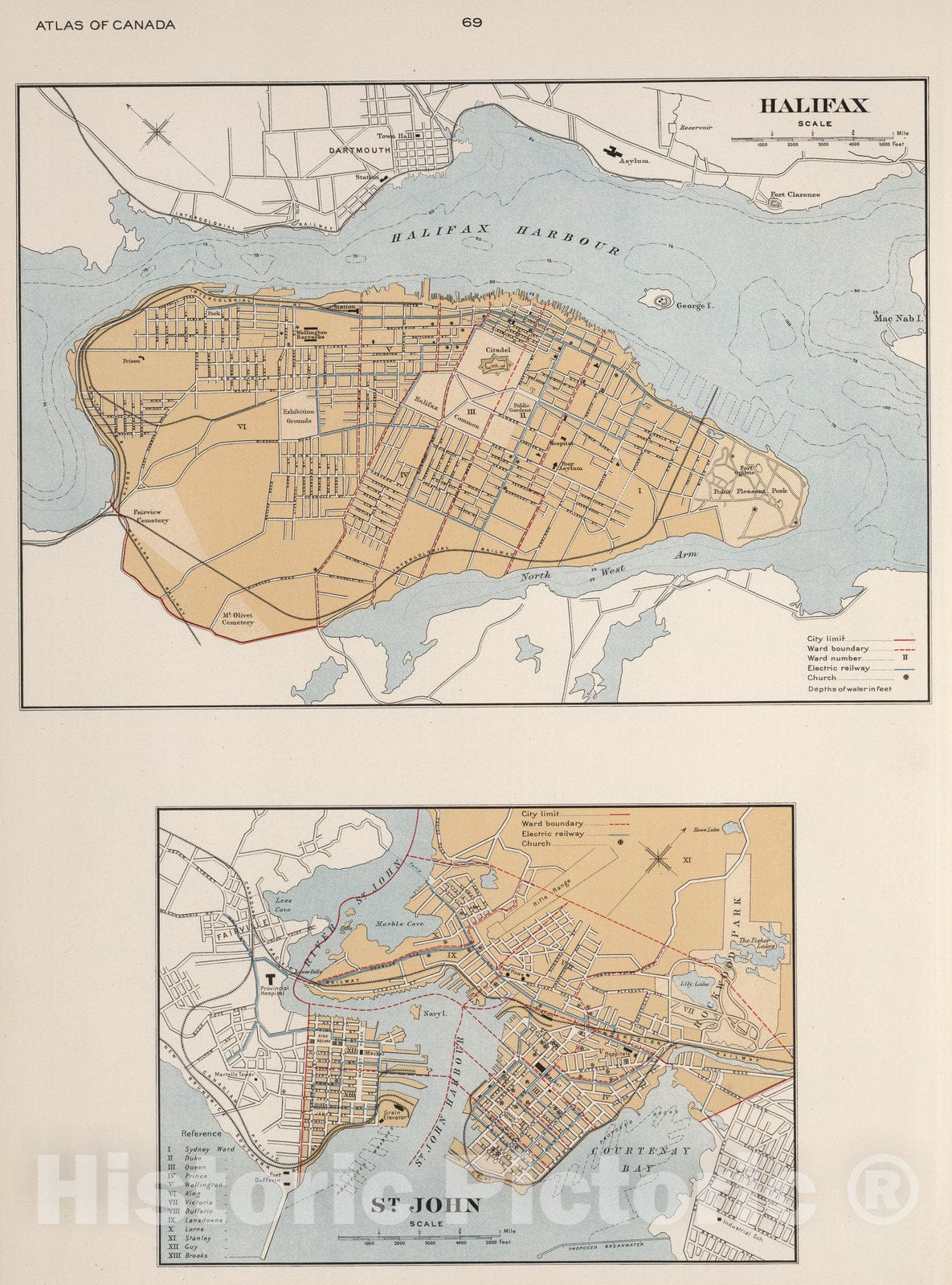 Historic Map : Holifax. St. John 1915 - Vintage Wall Art