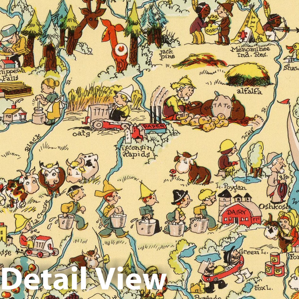 Historic Map, Wisconsin. 1935 - Vintage Wall Art