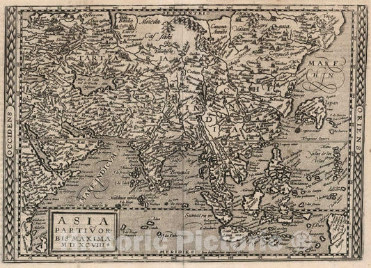 Historic Map : World Atlas Map, 4. Asia partium orbis maxima MDXCVIII. 1600 - Vintage Wall Art