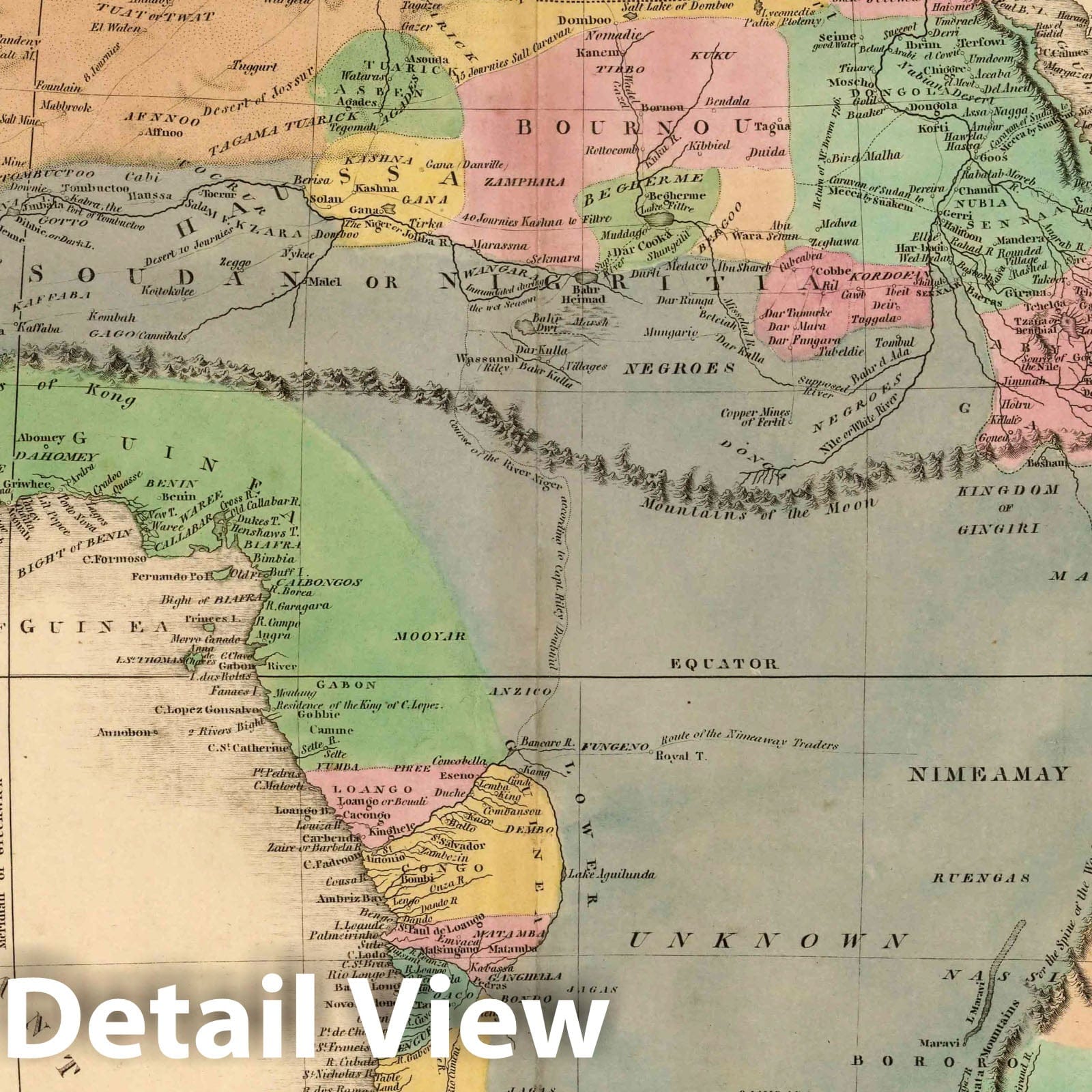 Africa, 1826 - Historical Topographic Map Print