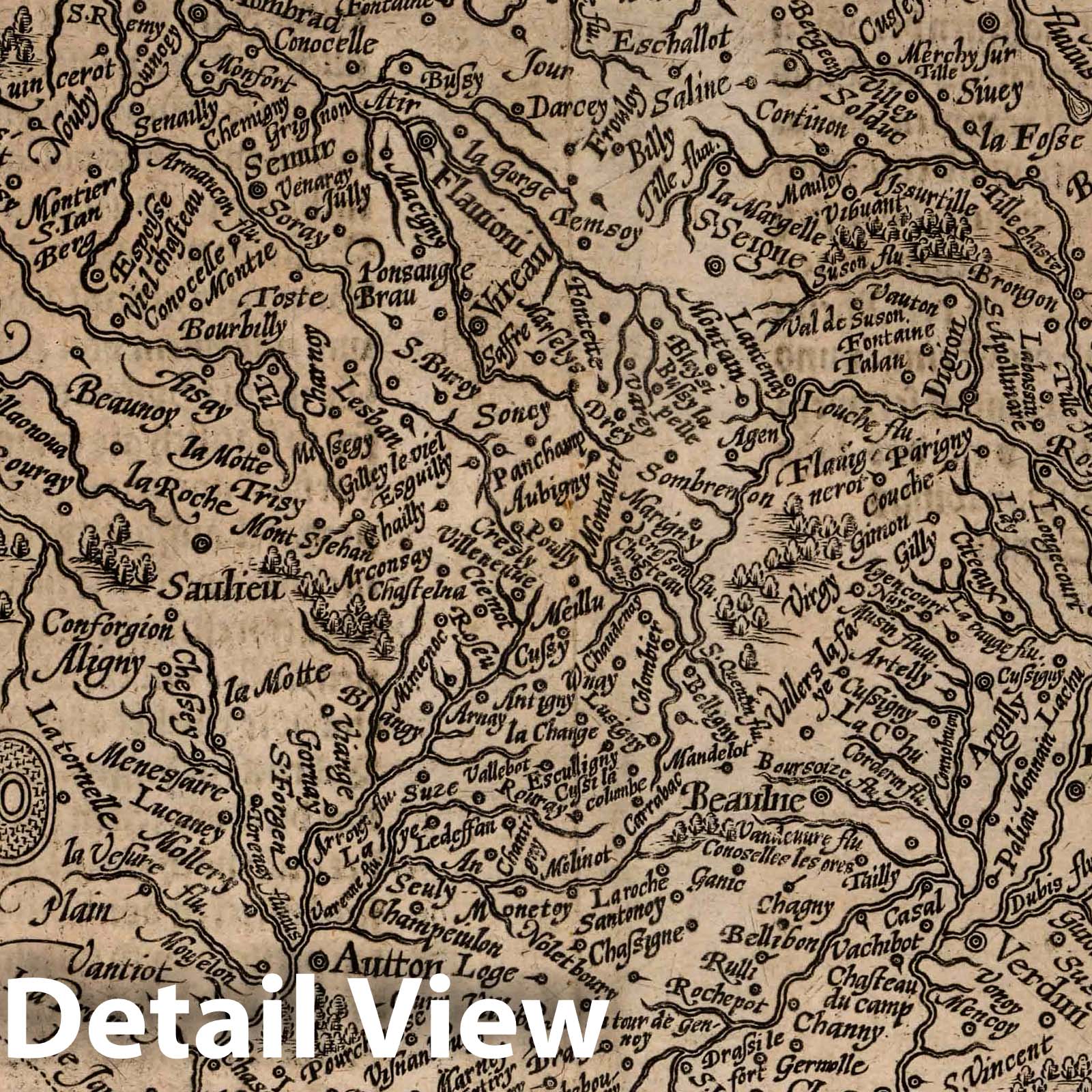 Lower Burgundy, France 1600 Historical Map Print