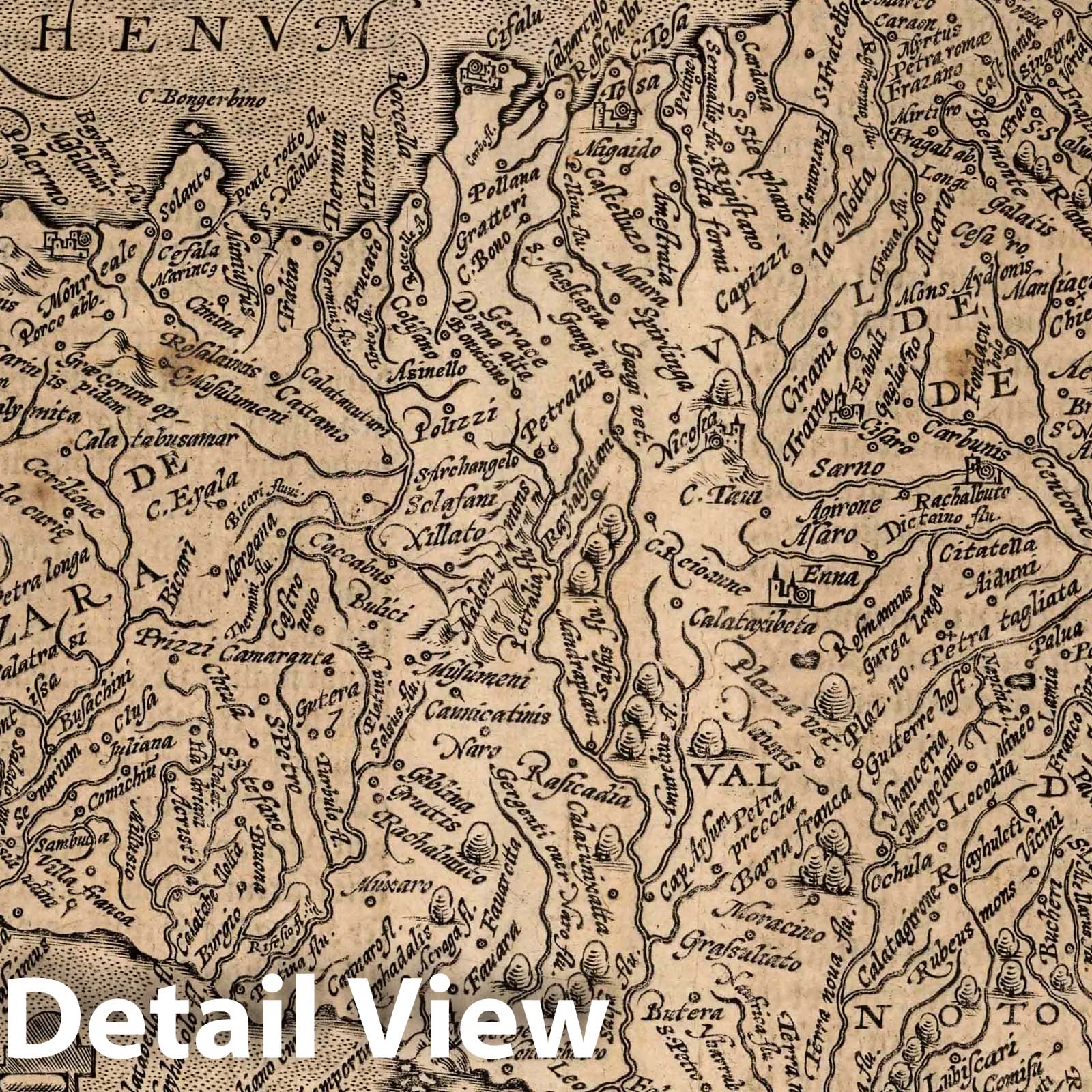 Sicily, 1600 - Historical Map Print from Geographisch Handtbuch